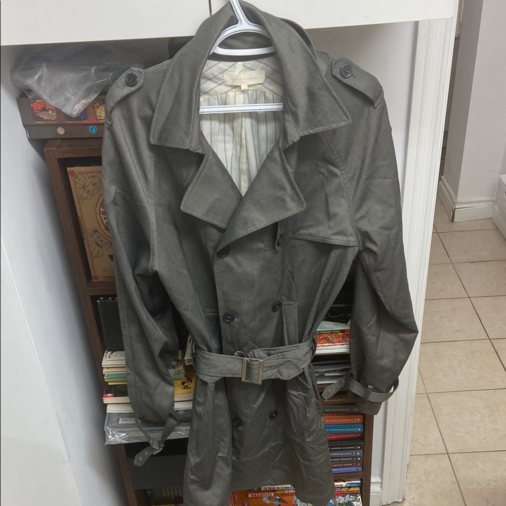 Vintage Shades of Greige Men's Gray Trench Coat